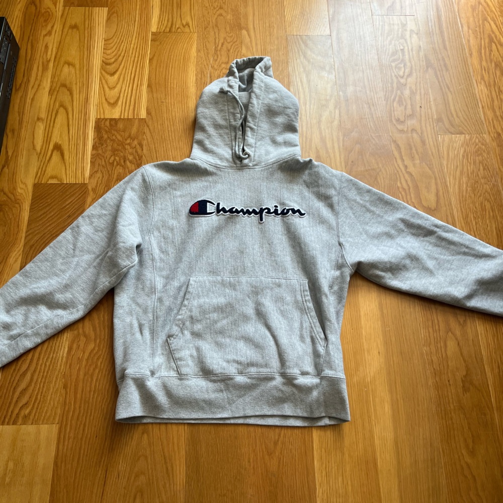 Champion Reverse Weave Hoodie size M grey